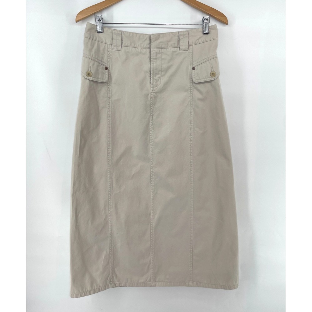 Eddie Bauer Maxi Skirt Women 6 Beige Y2K 90s Utility Cargo Y2K Safari‎ Gorpcore